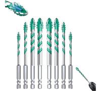 Beooshop Four Blade Serrated Eccentric Drill Bits, Multi-Functional Super-Hard Alloy Steel 4-Flute Serrated Edge Drill Bits Set for Tile, Concrete, Brick, with Non-Clog (2 juegos (6+8+10+12mm))