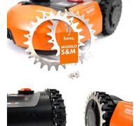 BEOS® 2 x clavos de acero inoxidable premium para Worx Landroid S/M + 12 x tornillos de acero inoxidable - Mejora de tracción para robot cortacésped - Cortacésped robots tamaño de rueda 205 mm