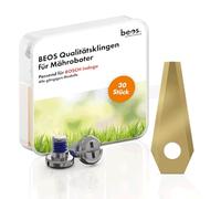 BEOS® 30 Cuchillas de Repuesto Premium de Titanio Bosch Indego + Tornillos con Seguridad - Cuchillas de Repuesto para Robot cortacésped Bosch Indego - Cuchillas de 1 mm de Espesor