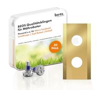 BEOS® 30 Cuchillas de Repuesto Premium de Titanio + Tornillos con Seguridad - Cuchillas de Repuesto para Marcas Premium Worx, LandXcape, Zoef Robot, Einhell, Kress - Grosor de la Hoja de 0,9 mm