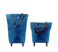 Beowanzk Carrito de la compra plegable con ruedas para supermercado y compras de comestibles (azul)