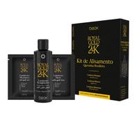 Beox Royal Gold 24K - Kit de alisado brasileño, champú luminoso, máscara y alisador capilar, fórmula de gel