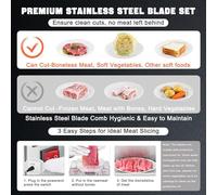 BeoyNot Cortadora de Fiambre Eléctrica, Máquina para Cortar Carne Inoxidable con Funcionamiento Silencioso para Restaurante y Hogar, para Cerdo, Ternera, Cordero, Queso, Verduras 3.5mm