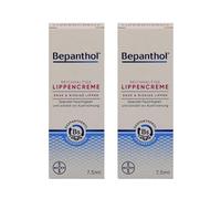 Bepanthol Crema de labios enriquecida, 2 x 7,5 ml, para labios ásperos, agrietados, quebradizos y secos, para la regeneración de la piel de los labios, dexpantenol, juego ahorro y perla farmacéutica