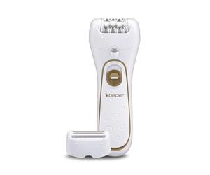 BEPER 3BEPI001 - Depiladora 2en1, Funcionamiento con cable o recargable, Plug&Play, Dos cabezales, Dos velocidades, Afeitadora y Silk-épil, Depilación rápida, Luz, Funda y cepillo incluidos