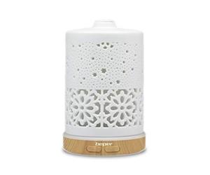 BEPER 70.404 Difusor de Esencia, Nebulizador ultrasónico, Luz LED de 7, Botón para Intensidad de Vapor y para Selección de Color, Diseño Elegante, Operación USB, 100 milliliters, cerámica, Bianco