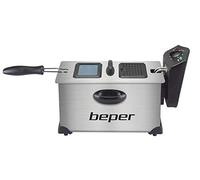 BEPER BC.353 Freidora eléctrica 3,5 litros,2000 W,Acero,Temperatura regulable 190°,Filtro extraíble,Tapa con oblea,Cesto extraíble cromado, Patas antideslizantes,Negro
