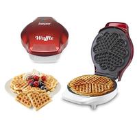 BEPER BT.603Y Plancha para Waffle, Gofrera, 5 Gofres a la Vez, Plancha Antiadherente 18 cm, 800 - 1000 W, Rojo y Blanco