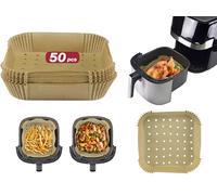 BEPER C103ACC003 Papel de horno para freidora de aire, Juego de 50 piezas, 20x20 cm, Papel de horno cuadrado, Antiadherente y Biodegradable