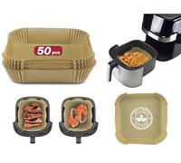 BEPER C103ACC004 Juego de 50 Bandejas de Papel para Horno Beper, Ideales para Freidoras de Aire Caliente de 5 a 10 Litros - Antiadherentes, Biodegradables y Libres de BPA