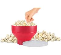 BEPER C106CAS002 Palomitero Microondas Cuenco Plegable de Silicona con Tapa para Palomitas de Maíz - Palomitero 2,5 litros BPA FREE, Rojo