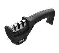 BEPER C107UTT001 Afilador manual de cuchillos, ABS, 3 Capas de Afilador,Disco de Diamante, Tungsteno, Cerámica, Empuñadura ergonómica, Base antideslizante, Negro