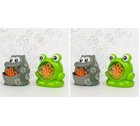 BEPER Máquina de Burbujas para Niños - Forma de Animal (Hipopótamo o Rana) - Funcionamiento Continuo - 56 ml de Líquido Incluido, Pilas No Incluidas (Paquete de 2)