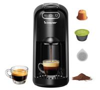 BEPER P101CAF200 Cafetera Espresso Amata 4 en 1, 20 bares, compatible con cápsulas Nespresso® y Dolce Gusto®, monodosis ESE y café molido, 1400 W, depósito de 700 ml