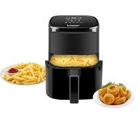 BEPER P101FRI051 Freidora de aire caliente, Freidora sin aceite 5 L, Display táctil, 8 programas, Regulable hasta 200°C, Temporizador 60 minutos, Apagado automático, Negro