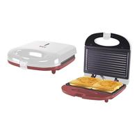 BEPER P101TOS010 Tostador eléctrico, 750W, Grill eléctrico, Placa antiadherente, Mango termoaislante, Pies antideslizantes y enrollacables, Blanco/Rojo