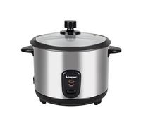 BEPER P101VAP001 Olla arrocera eléctrica con función de retención de calor, cesta de cocción al vapor, revestimiento antiadherente, tapa de cristal, apagado automático, acero inoxidable