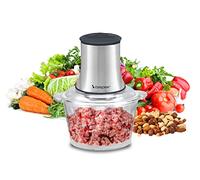 BEPER P102ROB001 Picador de vidrio, Recipiente de vidrio, Cuerpo Abs, Doble par de cuchillas de acero, 2 velocidades, Base antideslizante, Capacidad 1.5L, Gris/Negro