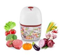 BEPER P102ROB051 Minipicadora de alimentos recargable, 350 ml, inalámbrica, con 3 cuchillas de acero inoxidable, USB incluido, color rojo/blanco