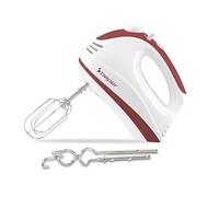 BEPER P102SBA101 Batidor Eléctrico 300W, Batidor eléctrico con 2 varillas, 2 Giros, 5 Velocidades y función turbo, Mango ergonómico, Blanco/Rojo