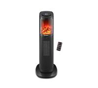 BEPER P203TER010 Termoventilador cerámico de columna, 2000W, Panel de control táctil, Llama LED, Mando a distancia incluido, Negro