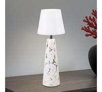 BEPER P207ILI500 Lámpara de mesa recargable inalámbrica MARBLE, diseño de cerámica efecto mármol con detalles dorados, luz LED táctil de 3 colores con intensidad ajustable, USB-C incluido