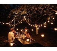 BEPER P207ILO500 Guirnalda de luces LED solares para jardín, 10 bombillas LED, cable de cuerda, estilo vintage, sensor de luz integrado, 3,7 metros