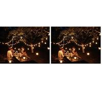 BEPER P207ILO500 Guirnalda de luces LED solares para jardín, 10 bombillas LED, cable de cuerda, estilo vintage, sensor de luz integrado, 3,7 metros (Paquete de 2)