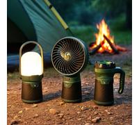 BEPER P207ILO900 Set de Camping 3 en 1 con Ventilador, Linterna y Linterna, Kit Multifuncional Recargable USB-C, Batería Individual de 3600 mAh, Banco de Energía, Linterna de Camping