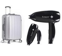 BEPER P301ASC100 Secador de viaje, 1200W, Secador de pelo plegable, 3 Temperaturas, 2 Velocidades, Secador de pelo pequeño y ligero, Negro