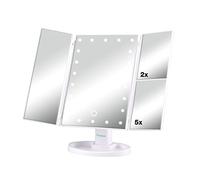 BEPER P302VIS050 Espejo de Maquillaje con Luz, Ampliación 1x / 2X / 5X - Espejo con Luz para Maquillaje para Tocador