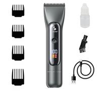 BEPER P304CAP010 Cortapelos profesional para hombre, cuchillas de titanio y cerámica, pantalla LED, 4 peines reguladores, 2 velocidades, autonomía 3h, carga USB-C, uso con cable e inalámbrico