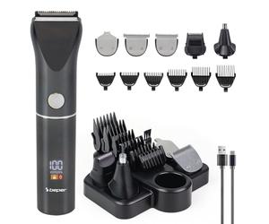 BEPER P304CAP050 Set de Recortadora Multifunción TrimX 12 - Cortapelos, Recortador de Barba, Recortador de Nariz y Orejas - 12 Accesorios Incluidos, Cuchillas de Acero, Pantalla LED, Recargable