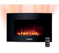 Beper RI.503 - Chimenea eléctrica de pared, con mando a distancia, efecto de llama con 5 niveles de intensidad, temporizador semanal, acogedor, modo calefacción con ajuste de temperatura