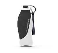 BePetMia Botella de Agua portátil de Viaje para Perros, Tapa Plegable como Cuenco, Botella de Agua de Silicona para Perros, Exterior, 580 ml (Gris)