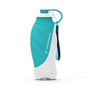 BePetMia Botella de Agua portátil de Viaje para Perros, Tapa Plegable como Cuenco, Botella de Silicona, Exterior, 580 ml (Azul)