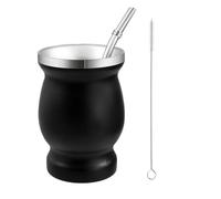 bephible Calabaza de acero inoxidable con bombilla Modern Mate Cup Yerba de doble pared, cepillo de limpieza rico en antioxidantes, té negro