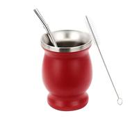 bephible Calabaza de acero inoxidable con bombilla Modern Mate Cup Yerba de doble pared, cepillo de limpieza, rico en antioxidantes, aumento de energía, té, rojo