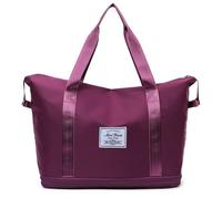 bephible Maleta de viaje de negocios de gran capacidad, seguro que aquí está el título del producto para listar lona de doble capa, sección húmeda y seca, bolsillo exterior con cremallera, morado