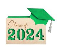 bephible Portatarjetas plegable para regalo de clase de 2024 para graduados, sombrero de soltero, de madera, para compras, organizador de álbumes, graduados, color verde