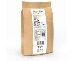 Beppiani 100% masa de cacao, 1 kg en escamas, chocolate artesanal negro 100 % vegano sin azúcar, rico en antioxidantes, para dietas equilibradas. Fabricado en Italia