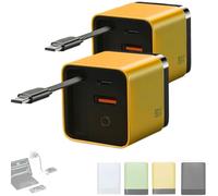 Beproudlevel 3 in 1 Charger Retractable 80w MAX Fast, 80 Watt All in One Retractable with Type C Cable and 2 USB Ports, Universal All in Multi (2 Yellow)