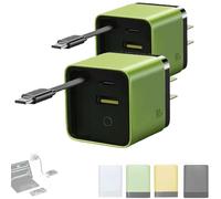 Beproudlevel 3 in 1 Charger Retractable 80w MAX Fast, 80 Watt All in One Retractable with Type C Cable and 2 USB Ports, Universal All in Multi (2 Green)