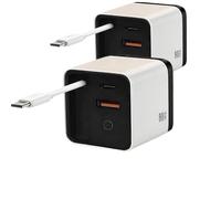Beproudlevel 3 in 1 Charger Retractable 80w MAX Fast, 80 Watt All in One Retractable with Type C Cable and 2 USB Ports, Universal All in Multi (2 White)
