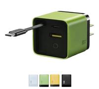 Beproudlevel 3 in 1 Charger Retractable 80w MAX Fast, Scalable 80W Fast Chargers Module with USB-C Cable and 2 USB Ports with Wall Plug for Phones, Tablets and Laptops (Green)