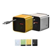 Beproudlevel 3 in 1 Charger Retractable 80w MAX Fast, Scalable 80W Fast Chargers Module with USB-C Cable and 2 USB Ports with Wall Plug for Phones, Tablets and Laptops (White+Yellow)