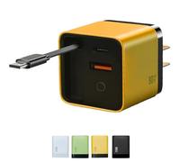 Beproudlevel 3 in 1 Charger Retractable 80w MAX Fast, Scalable 80W Fast Chargers Module with USB-C Cable and 2 USB Ports with Wall Plug for Phones, Tablets and Laptops (Yellow)