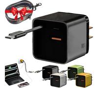 Beproudlevel 3 in 1 Charger Retractable 80w MAX Fast, Scalable 80w MAX Fast Charger Module with Type C Cable and 2 USB Ports, All in One Retractable Wall Plug for Phone and Laptops (Black)