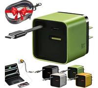 Beproudlevel 3 in 1 Charger Retractable 80w MAX Fast, Scalable 80w MAX Fast Charger Module with Type C Cable and 2 USB Ports, All in One Retractable Wall Plug for Phone and Laptops (Green)