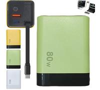 Beproudlevel 3 in 1 Charger Retractable 80w MAX Fast, Scalable Charging Module with Type-C Cable & 2 USB Ports, Universal All in One Multi Phone Charger, for Smartphones, Laptops (Green)